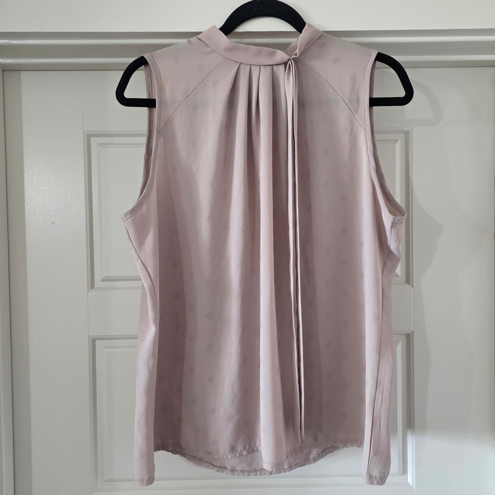 Luna Rae‎ Blush Pink Sleeveless Tie Neck Pleated Blouse Top Size Large